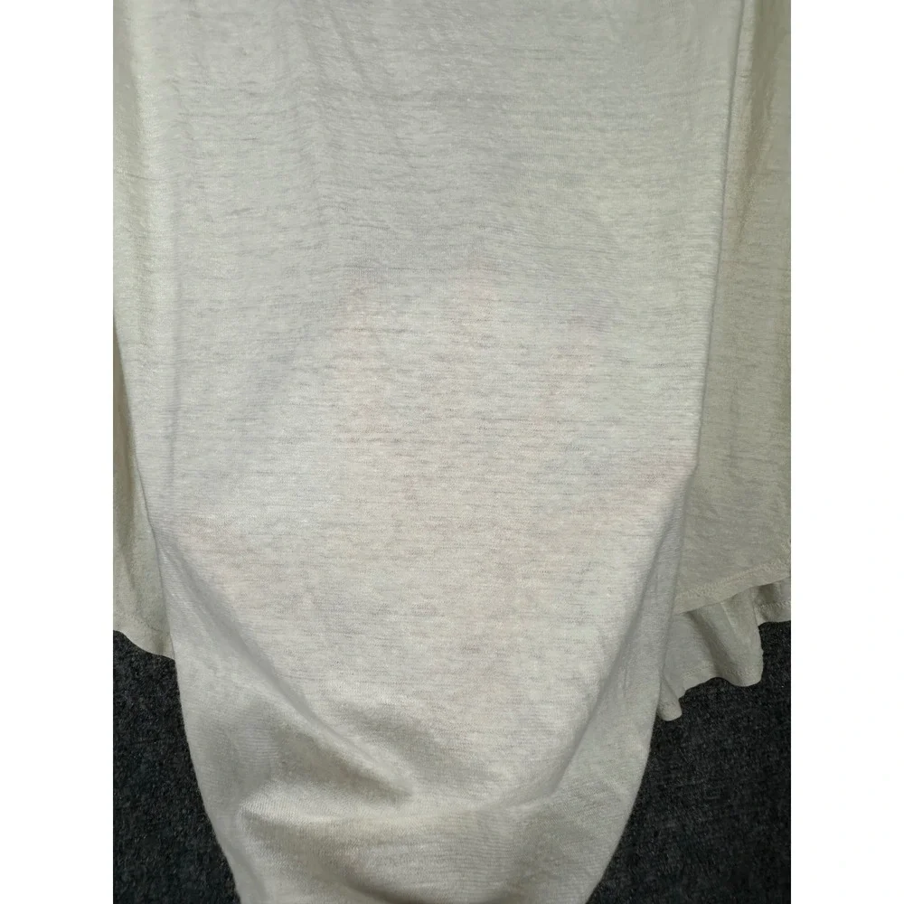Free People Women Smocked Cuff V Neck Top Medium Boho Slub Knit Ivory White - Picture 12 of 12